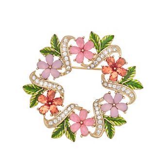 Napier Gold Tone Flower Wreath Pin