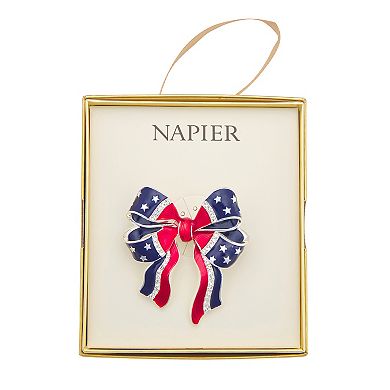Napier Silver Tone Elevated Americana Bow Pin