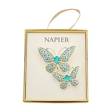 Napier Silver Tone Elevated Butterflies Pin