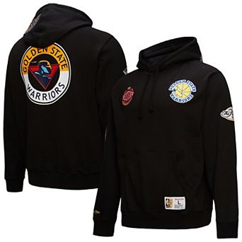 Men's Mitchell & Ness Black Golden State Warriors Hardwood Classics Blackout Collection Pullover Hoodie