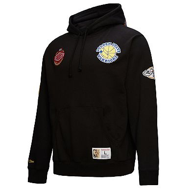 Men's Mitchell & Ness Black Golden State Warriors Hardwood Classics Blackout Collection Pullover Hoodie