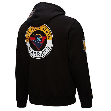 Men's Mitchell & Ness Black Golden State Warriors Hardwood Classics Blackout Collection Pullover Hoodie