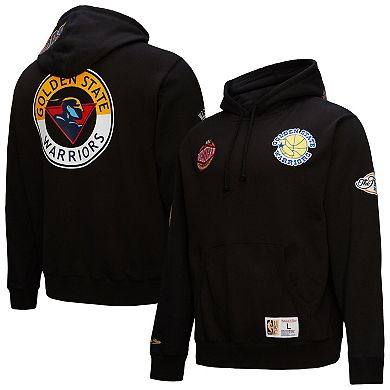 Men's Mitchell & Ness Black Golden State Warriors Hardwood Classics Blackout Collection Pullover Hoodie