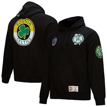 Men's Mitchell & Ness Black Boston Celtics Hardwood Classics Blackout Collection Pullover Hoodie