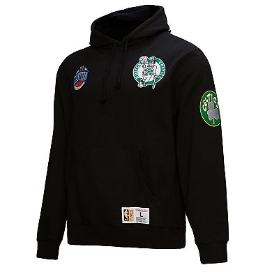 Men's Mitchell & Ness Black Boston Celtics Hardwood Classics Blackout Collection Pullover Hoodie