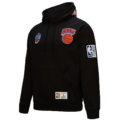 Men's Mitchell & Ness Black New York Knicks Hardwood Classics Blackout Collection Pullover Hoodie