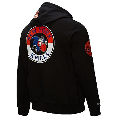 Men's Mitchell & Ness Black New York Knicks Hardwood Classics Blackout Collection Pullover Hoodie