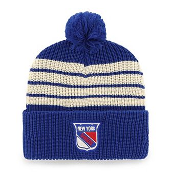Men's '47 Blue New York Rangers Old Time Hockey Barn Cuffed Knit Hat with Pom