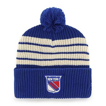 Men's '47 Blue New York Rangers Old Time Hockey Barn Cuffed Knit Hat with Pom