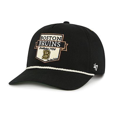 Men's '47 Black Boston Bruins Old Time Hockey Rafter Sure Shot Hitch Adjustable Hat
