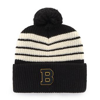 Men's '47 Black Boston Bruins Old Time Hockey Barn Cuffed Knit Hat with Pom