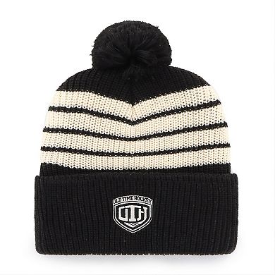 Men's '47 Black Boston Bruins Old Time Hockey Barn Cuffed Knit Hat with Pom