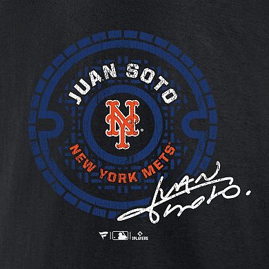 Men's Fanatics Juan Soto Black New York Mets Seal Logo T-Shirt