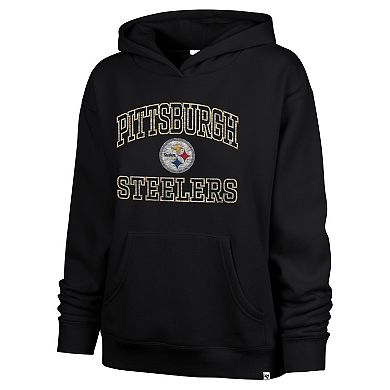 Women's '47 Black Pittsburgh Steelers Clarity Naomi Pullover Hoodie