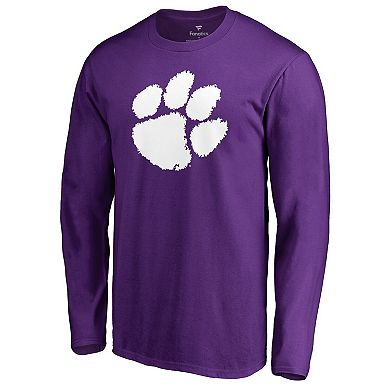 Men's Purple Clemson Tigers #1 Dad Long Sleeve T-Shirt