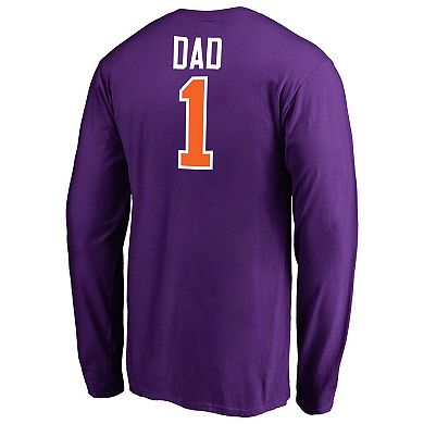 Men's Purple Clemson Tigers #1 Dad Long Sleeve T-Shirt