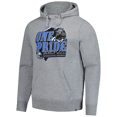 Men's '47 Gray Detroit Lions Regional Headline Pullover Hoodie