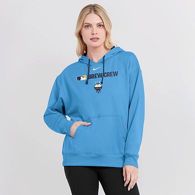 Women's Nike Powder Blue Milwaukee Brewers Authentic Collection City Connect Performance Pullover Hoodie