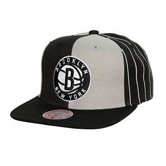 Men's Mitchell & Ness Black Brooklyn Nets What The Pinstripe Snapback Hat