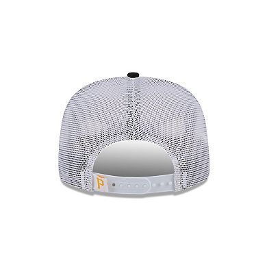 Men's New Era Black Pittsburgh Pirates Team Horizon 9FIFTY A-Frame Trucker Snapback Hat