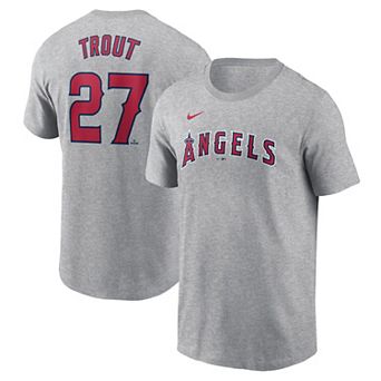Men's Nike Mike Trout Gray Los Angeles Angels Fuse Name & Number T-Shirt