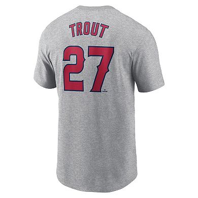 Men's Nike Mike Trout Gray Los Angeles Angels Fuse Name & Number T-Shirt