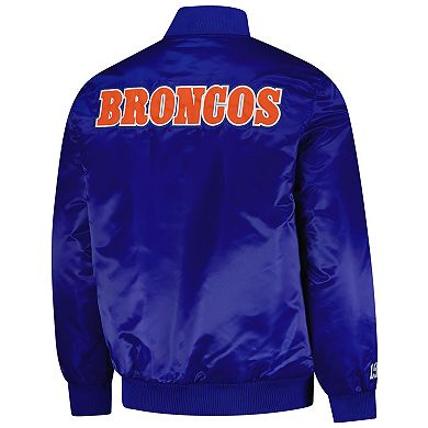 Men's Starter Royal Denver Broncos Exclusive Satin Full-Snap Varsity Jacket