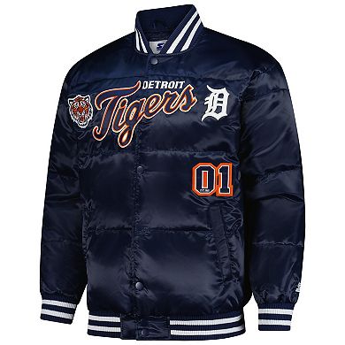 Men's Starter Navy Detroit Tigers Full-Snap Satin Jacket