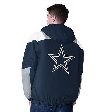 Men's Starter Navy Dallas Cowboys Half-Zip Pullover Hoodie Jacket