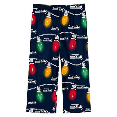 Youth Seattle Seahawks Two-Piece Garland Holiday Long Sleeve Pajama Set