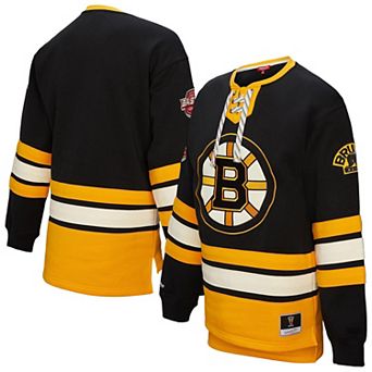 Women's Mitchell & Ness Black Boston Bruins Heritage Lace-Up Pullover Sweatshirt