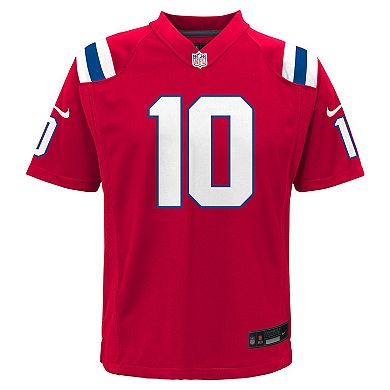 Youth Nike Drake Maye Red New England Patriots Alternate Game Jersey