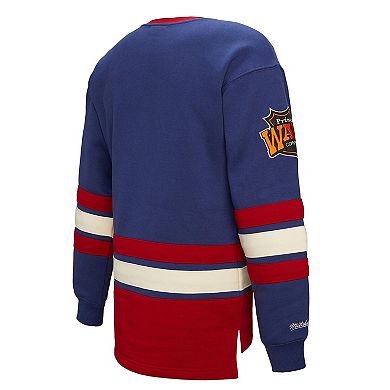 Women's Mitchell & Ness Blue New York Rangers Heritage Lace-Up Pullover Sweatshirt