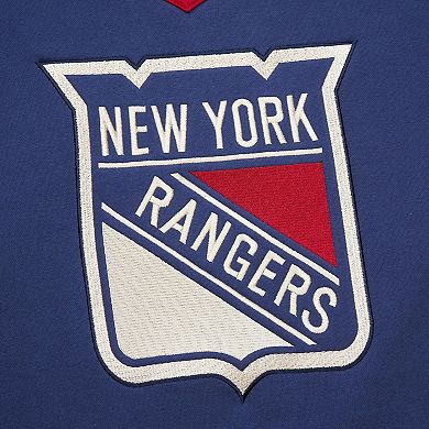 Women's Mitchell & Ness Blue New York Rangers Heritage Lace-Up Pullover Sweatshirt
