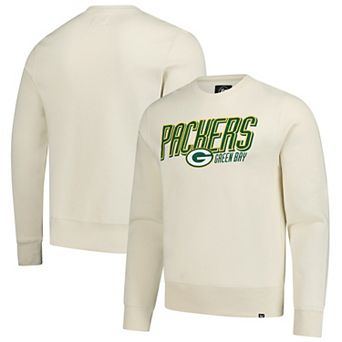 Men's '47 Cream Green Bay Packers Locked In Headline Pullover Sweatshirt