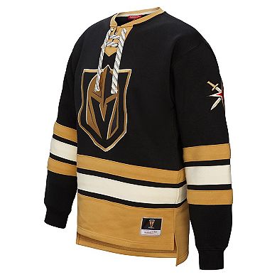 Women's Mitchell & Ness Black Vegas Golden Knights Heritage Lace-Up Pullover Sweatshirt