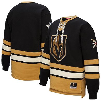 Women's Mitchell & Ness Black Vegas Golden Knights Heritage Lace-Up Pullover Sweatshirt