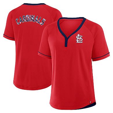 Women's Fanatics Red St. Louis Cardinals League Diva Star Raglan V-Neck T-Shirt