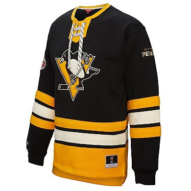 Women's Mitchell & Ness Black Pittsburgh Penguins Heritage Lace-Up Pullover Sweatshirt