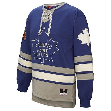 Women's Mitchell & Ness Blue Toronto Maple Leafs Heritage Lace-Up Pullover Sweatshirt