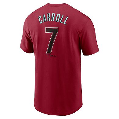 Men's Nike Corbin Carroll Red Arizona Diamondbacks Fuse Name & Number T-Shirt