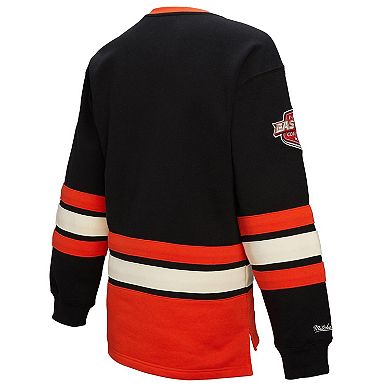 Women's Mitchell & Ness Black Philadelphia Flyers Heritage Lace-Up Pullover Sweatshirt