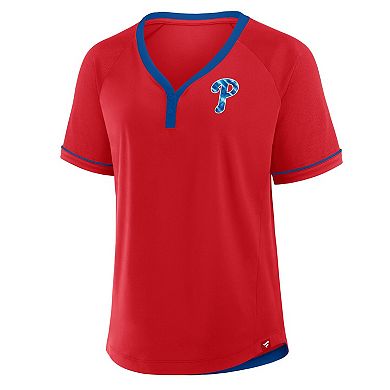 Women's Fanatics Red Philadelphia Phillies League Diva Star Raglan V-Neck T-Shirt