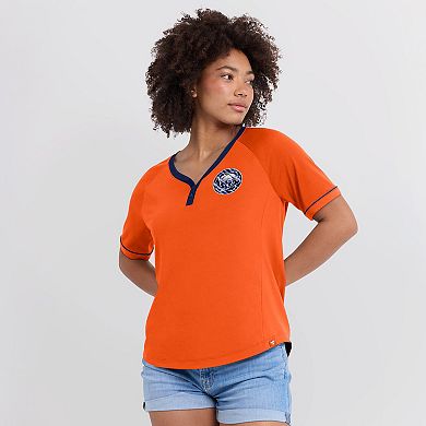 Women's Fanatics Orange Houston Astros Cooperstown Collection League Diva Raglan V-Neck T-Shirt