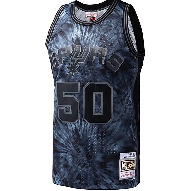 Men's Mitchell & Ness David Robinson Black San Antonio Spurs Hardwood Classics 1998/99 Tie-Dye Swingman Jersey