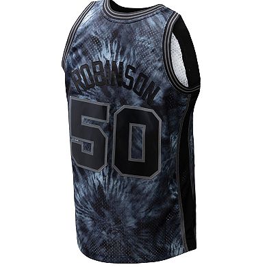 Men's Mitchell & Ness David Robinson Black San Antonio Spurs Hardwood Classics 1998/99 Tie-Dye Swingman Jersey