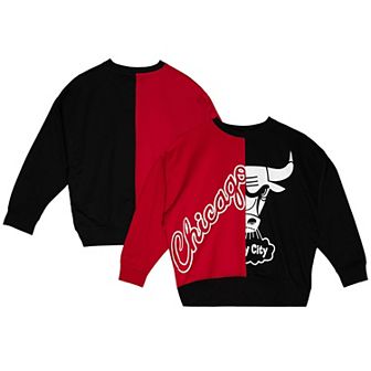 Women's Mitchell & Ness Red/Black Chicago Bulls Big Face 5.0 Pullover Sweatshirt
