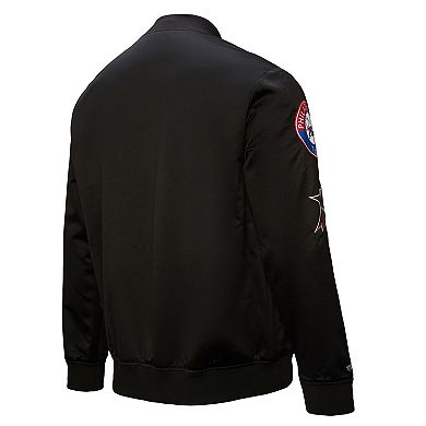 Men's Black Philadelphia 76ers Hardwood Classics Blackout Collection Satin Full-Zip Jacket