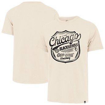 Men's '47 Cream Chicago Blackhawks Poke Check Franklin T-Shirt