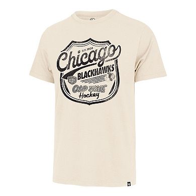 Men's '47 Cream Chicago Blackhawks Poke Check Franklin T-Shirt